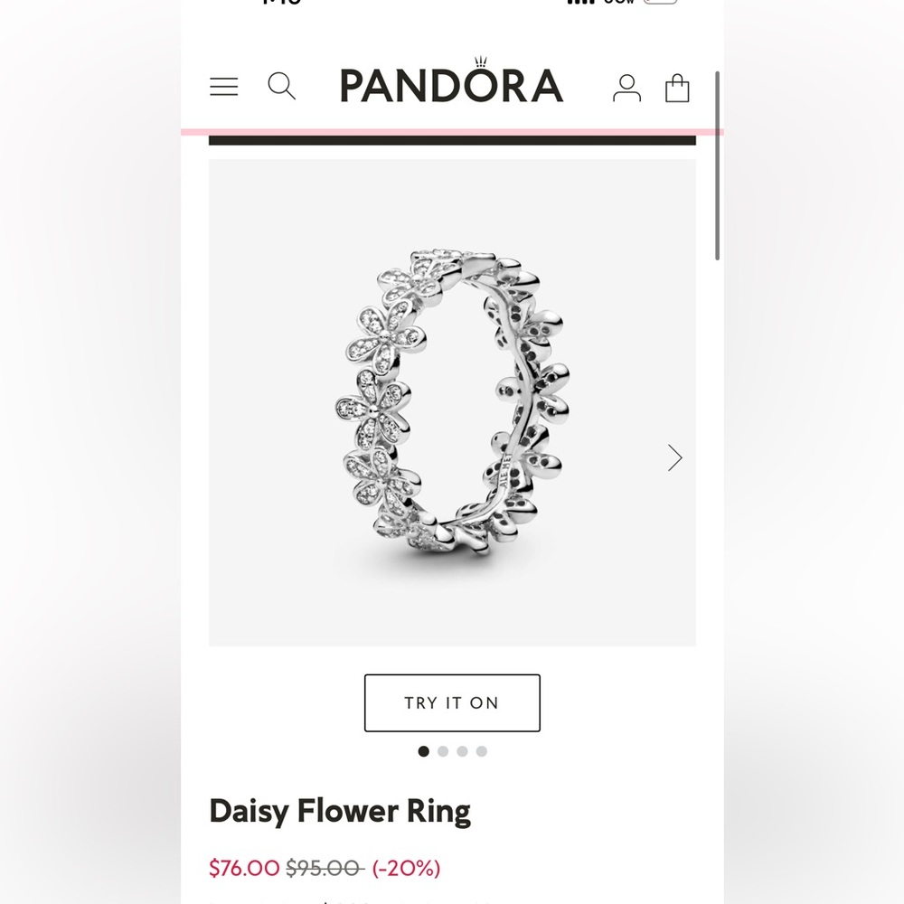 beautiful daisy flower pandora ring + matching earring stud set